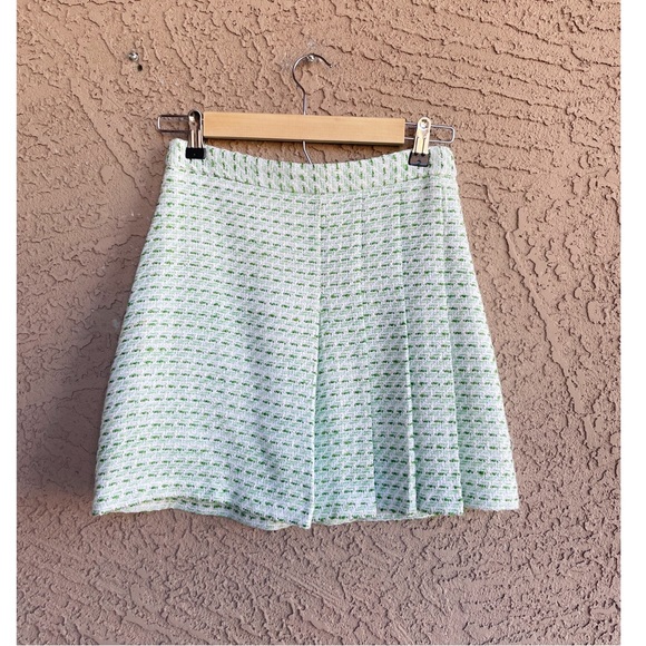 ZARA SET 2 Pc Co-Ord Suit Mint Green Textured Tweed Blazer & Pleated Mini Skirt - Picture 11 of 17